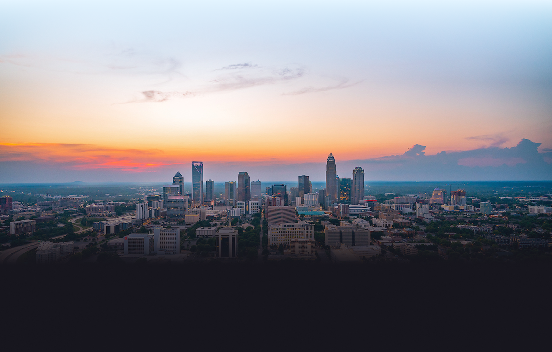 Charlotte NC skyline and service area